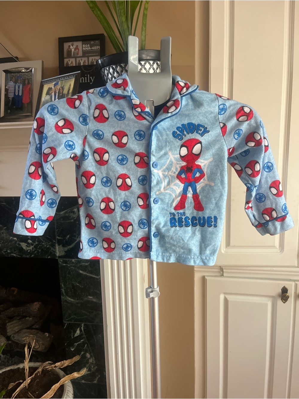 Marvel Light Blue & Red Spider Rescue Kids Pajama Jacket